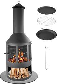 'LEMODO Gartenkamin mit Grillrost und Pfanne, 