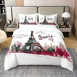 100% Baumwolle Paris Bettbezug 135x200,Romantische 