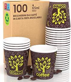 100 Kaffeebecher aus Papier, 65 ml, Brown Forest,