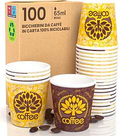 100 Kaffeebecher aus Papier, 65 ml, Yellow Forest, 
