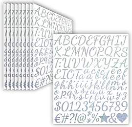 10 Blätter Glitzer Buchstaben Aufkleber (2.5
