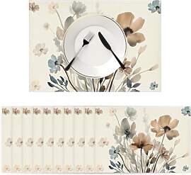 10er Set Blumen Platzsets Stoff Abwaschbar