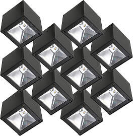 10er set LED Solar Cube Wandleuchte Schwarz