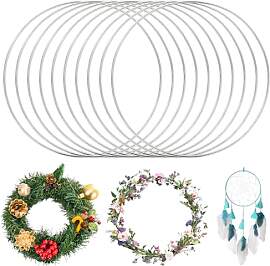 10 Stück 20cm Metallringe zum Basteln, Silberne