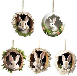 10 Stück Acryl Anhänger Ostern Hase Ornamente