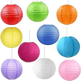 10 Stück Bunte Papierlaternen, Papier Lampions