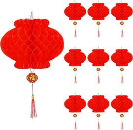 10 Stück Chinesische Laternen,Rot Hängende