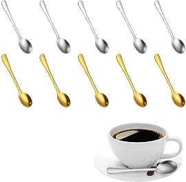 10 Stück Espressolöffel Mini (Gold und Silber),