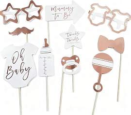 10 Stück Foto-Accessoires Babyparty Roségold -