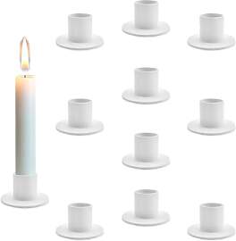 10 Stück Matte Kerzenständer Weiß für
