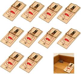 10 Stück Mausefallen aus Holz, Klassische