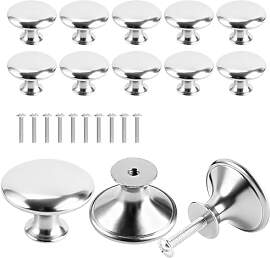 10 Stück Möbelknöpfe Silber, 30mm Edelstahl
