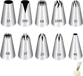 10 Stück Profi-Spritztüllen Set, Nahtlos