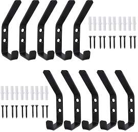 10 Stück Schwarz Garderobenhaken 12,6mm Metall