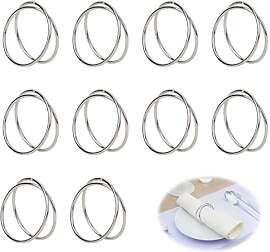 10 Stück Serviettenringe Silber Set, Moderne