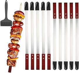 10x40cm Stainless Steel BBQ Skewers 10x Edelstahl