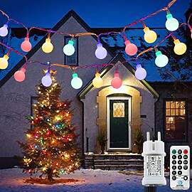 [120 LED] Lichterkette Kugel, 12M 8 Modi und Merk
