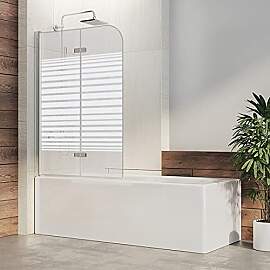 120x140cm Badewannen-Aufsatz Milchglas Streifen