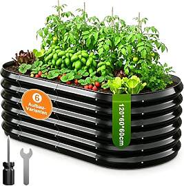 120x60x60 cm Hochbeet Metall - 6-in-1 Pflanzbeet