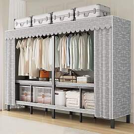 125cm Stoffschrank Tragbarer Kleiderschrank mit