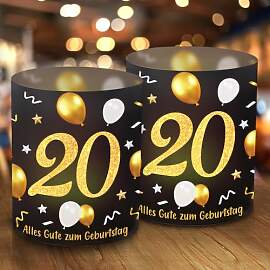 12er Set Teelichthalter Tischdeko 20 Geburtstag
