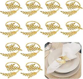12Pcs Gold serviettenring Set, TIE-DailyNec Blatt