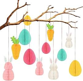 12 Pcs Osterdeko Papier Hase zum Aufhängen
