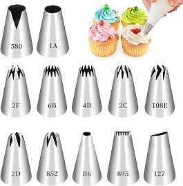 12Pcs Spritztüllen, Edelstahl Profi Spritztüllen 