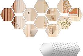 12 Stück Hexagon Spiegelfliesen Selbstklebend