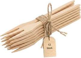 12 Stück im Set, Fondue-Gabel Buchenholz 24 cm