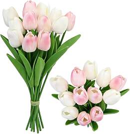 12 Stück künstlichen Tulpen mit 2 Farben,