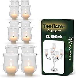 12 Stück Novaliv Teelichtaufsatz klar 8 cm