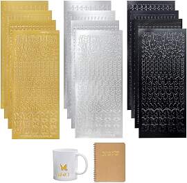 12 Stück PVC Wachsbuchstaben Kerzen Aufkleber Set 