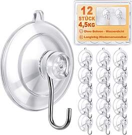 12 Stück Saugnapf Haken - Ø45 mm Bis 4,5kg