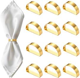 12 Stück Serviettenringe Gold, 4,8 X 3 cm