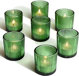12 Stück Teelichthalter Glas Kerzenhalter,