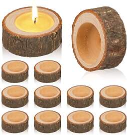 12 Stück Teelichthalter Holz, Kerzenhalter aus