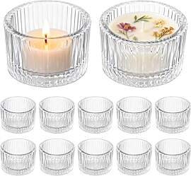 12 Stück Teelichthalter, Klare Glas-Gläser
