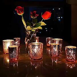 12 Stück Tteelichtgläser Glas, Rose Gold