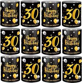 12 Stück Windlicht Tischdeko30 Geburtstag Happy