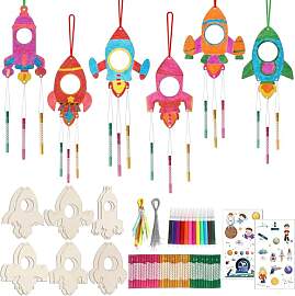 12 Stück Windspiel Bastelset Kinder, Raketen