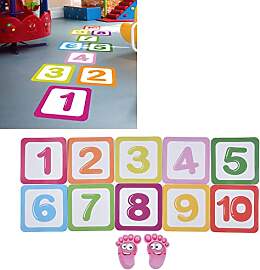 12 Stück Zahlen-Hopscotch-Spiel Bodenaufkleber,