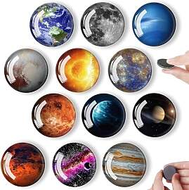 12 Stücke Kühlschrankmagnete, Planet Glas Bunter 