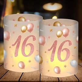 12 Windlicht Tischdeko 16 Geburtstag, Deko 16