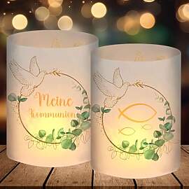 12 Windlicht Tischdeko, Meine Kommunion Deko Junge 