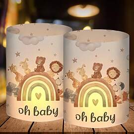 12 Windlicht Tischdeko, Oh Baby Babyparty Deko