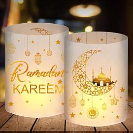 12 Windlicht Tischdeko, Ramadan Deko Set Gold,