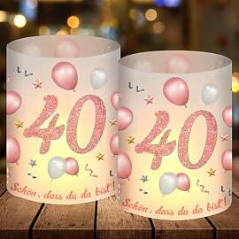 12 Windlicht-Tischdekoration zum 40. Geburtstag -