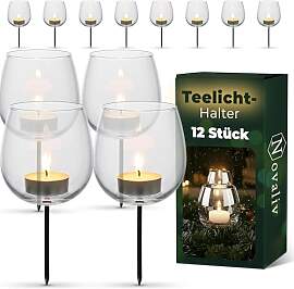 12x Teelichthalter Glas für Adventskranz 6cm