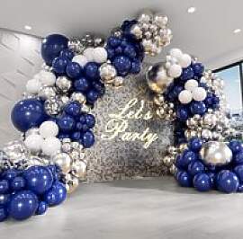 130-teiliges Blau-Silber Ballon-Girlanden-Set